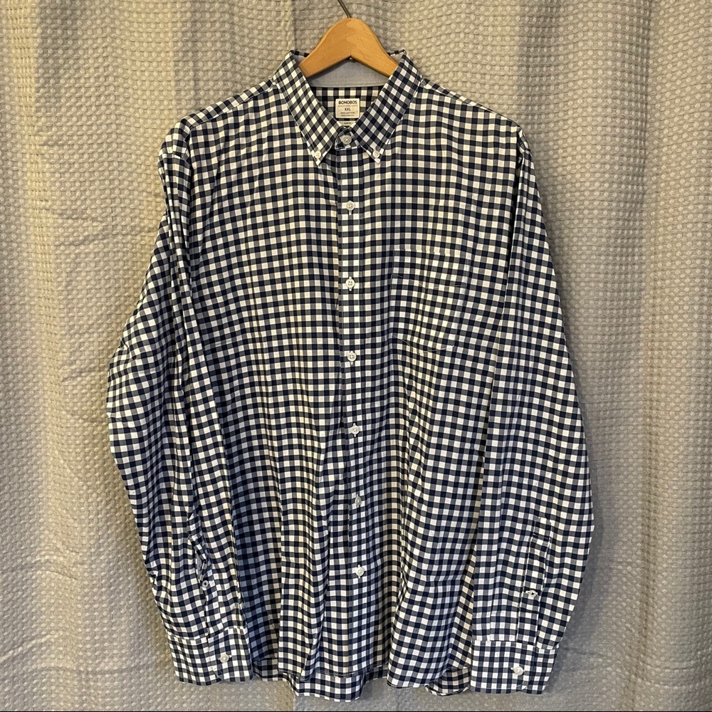 Bonobos Navy Blue Check Cotton Shirt NWOT